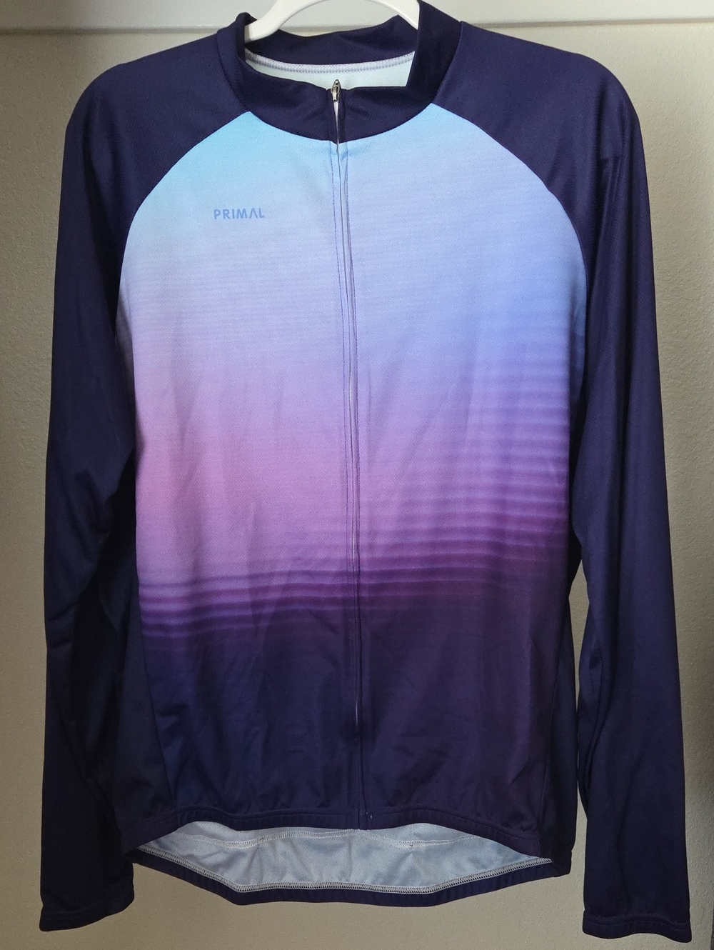 Men's XL Gradient Long Sleeve Cycling Jersey - Purple